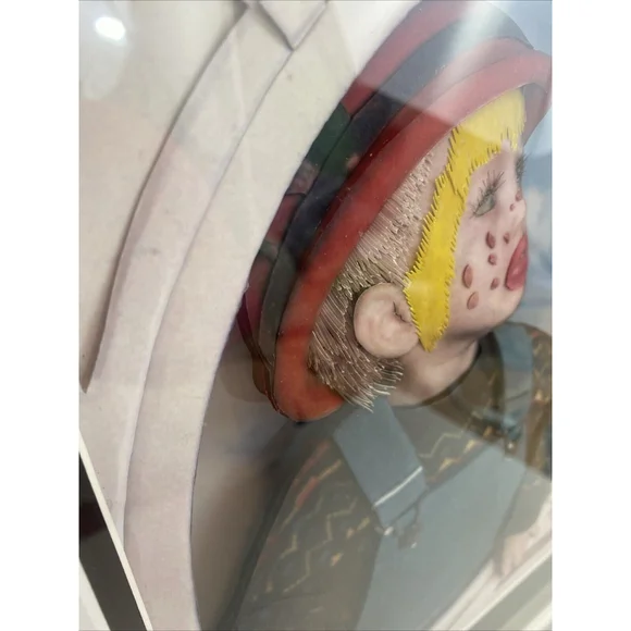 3D Paper Art Sculpture Picture Child With Clown Makeup 2003 Realistic Signed - Picture 7 of 15